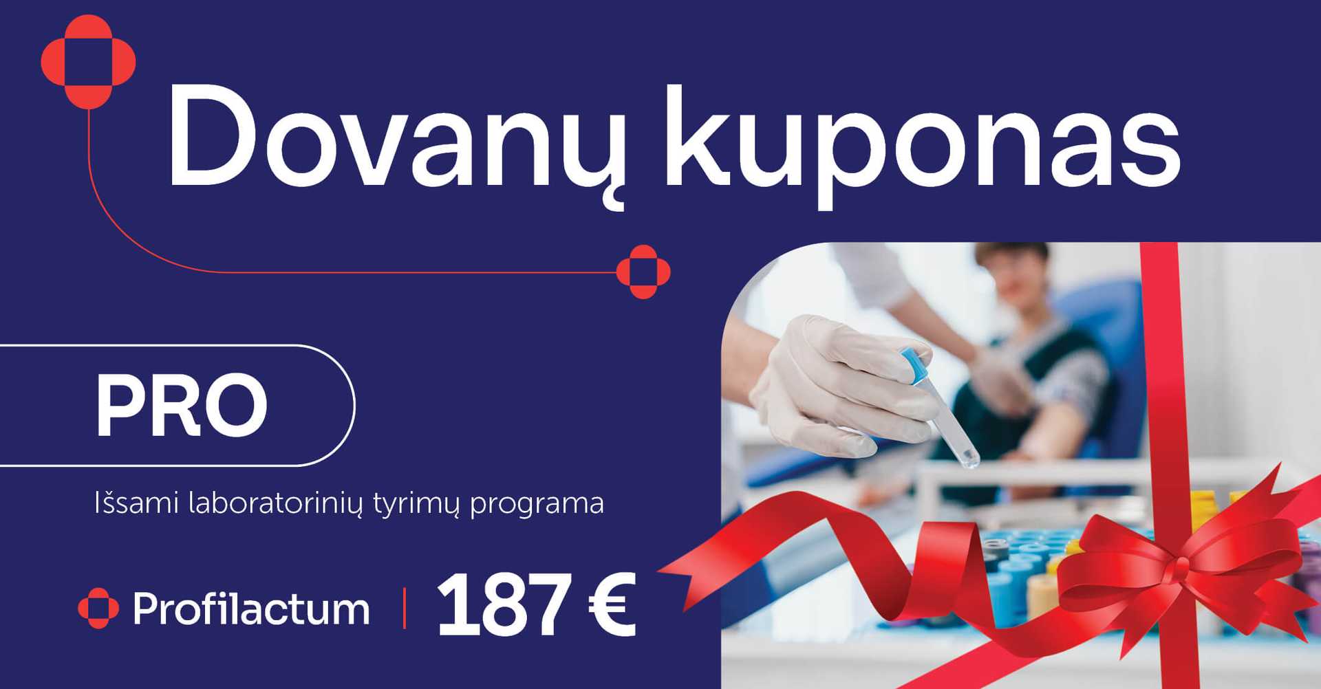 Dovanų kuponas PRO ULTRA - Išsami laboratorinių tyrimų programa + viso kūno ultragarsinis tyrimas - 297€